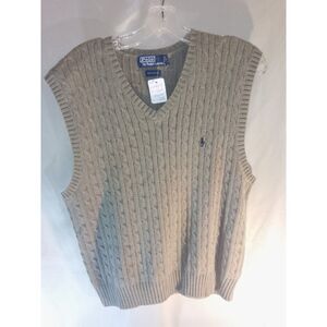 Polo Ralph Lauren V-neck Gray Sweater Vest Men's Pullover Large Pre-owned